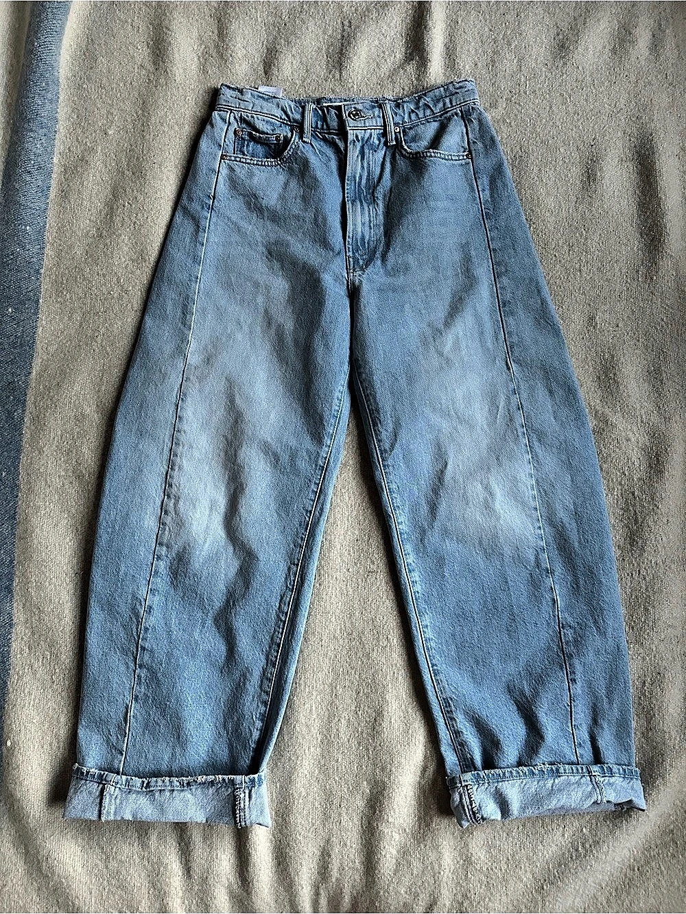 MOTHER The Full-Pipe Flood Wide Leg Jeans in Blue Waist 25